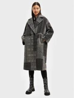 Desigual Γυναίκες Μεταβατικά Παλτά Μάλλινο παλτό Budapest 22WWEWA0 Μαύρο Oversize