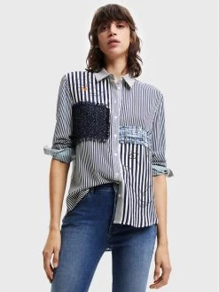 Desigual Γυναίκες Casual Πουκάμισα Πουκάμισο Marta 22WWCW37 Σκούρο μπλε Regular Fit