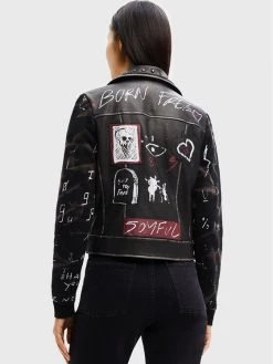 Desigual Γυναίκες Δερμάτινα Μπουφάν Μπουφάν από απομίμηση δέρματος Portland 22WWEW07 Μαύρο Regular Fit -Εξοδος Desigual Κατάστημα unnamed file 483