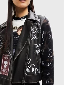 Desigual Γυναίκες Δερμάτινα Μπουφάν Μπουφάν από απομίμηση δέρματος Portland 22WWEW07 Μαύρο Regular Fit -Εξοδος Desigual Κατάστημα unnamed file 484