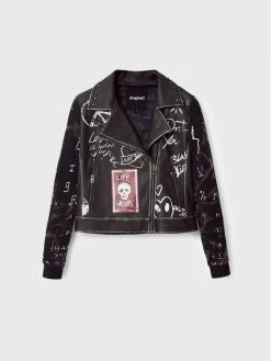 Desigual Γυναίκες Δερμάτινα Μπουφάν Μπουφάν από απομίμηση δέρματος Portland 22WWEW07 Μαύρο Regular Fit -Εξοδος Desigual Κατάστημα unnamed file 485