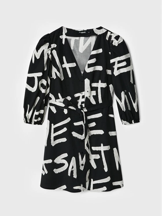 Desigual Γυναίκες Καθημερινά Φορέματα Φόρεμα πουκάμισο Agnes 22WWVW14 Μαύρο Regular Fit 7 Desigual Γυναίκες Καθημερινά Φορέματα Φόρεμα πουκάμισο Agnes 22WWVW14 Μαύρο Regular Fit - Image 5