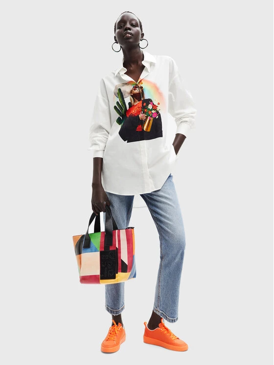 Desigual Γυναίκες Casual Πουκάμισα Πουκάμισο Kim 22WWCW15 Λευκό Oversize 4 Desigual Γυναίκες Casual Πουκάμισα Πουκάμισο Kim 22WWCW15 Λευκό Oversize - Image 2