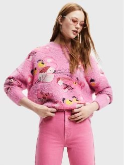 Desigual Γυναίκες Πουλόβερ PINK PANTHER 22WWJF59 Ροζ Oversize