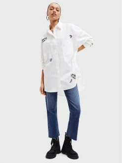 Desigual Γυναίκες Casual Πουκάμισα Πουκάμισο Liz 22WWCW18 Λευκό Oversize