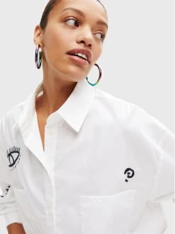 Desigual Γυναίκες Casual Πουκάμισα Πουκάμισο Liz 22WWCW18 Λευκό Oversize -Εξοδος Desigual Κατάστημα unnamed file 549
