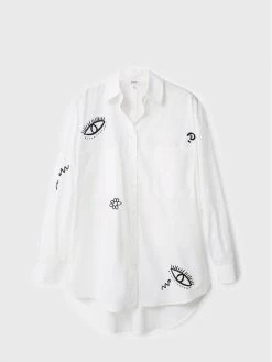 Desigual Γυναίκες Casual Πουκάμισα Πουκάμισο Liz 22WWCW18 Λευκό Oversize -Εξοδος Desigual Κατάστημα unnamed file 550