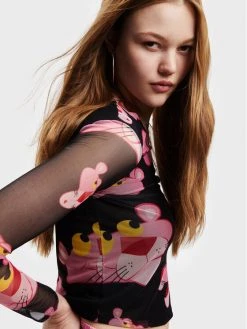 Desigual Γυναίκες Μπλουζάκια Μπλουζάκι PINK PANTHER Pink Panther 22WWTK67 Μαύρο Slim Fit -Εξοδος Desigual Κατάστημα unnamed file 589