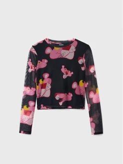 Desigual Γυναίκες Μπλουζάκια Μπλουζάκι PINK PANTHER Pink Panther 22WWTK67 Μαύρο Slim Fit -Εξοδος Desigual Κατάστημα unnamed file 590