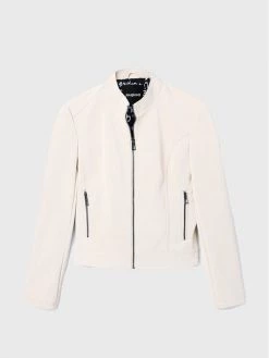 Desigual Γυναίκες Δερμάτινα Μπουφάν Μπουφάν από απομίμηση δέρματος Las Vegas 22WWEW62 Μπεζ Regular Fit -Εξοδος Desigual Κατάστημα unnamed file 595