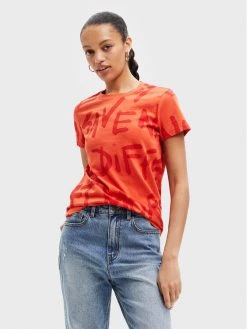 Desigual Γυναίκες T-shirts T-Shirt Enya 22WWTK21 Πορτοκαλί Regular Fit