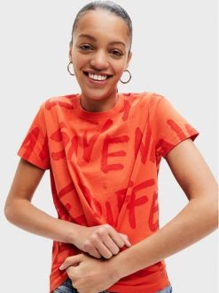 Desigual Γυναίκες T-shirts T-Shirt Enya 22WWTK21 Πορτοκαλί Regular Fit -Εξοδος Desigual Κατάστημα unnamed file 619
