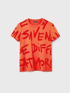 Desigual Γυναίκες T-shirts T-Shirt Enya 22WWTK21 Πορτοκαλί Regular Fit -Εξοδος Desigual Κατάστημα unnamed file 620