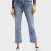 Desigual Γυναίκες Straight Leg Τζιν Kerell 22WWDD26 Μπλε Regular Fit