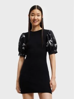 Desigual Γυναίκες Πλεκτά Φορέματα Φόρεμα υφασμάτινο Kassandra 22WWVK71 Μαύρο Slim Fit