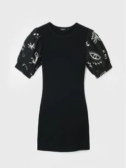 Desigual Γυναίκες Πλεκτά Φορέματα Φόρεμα υφασμάτινο Kassandra 22WWVK71 Μαύρο Slim Fit -Εξοδος Desigual Κατάστημα unnamed file 650