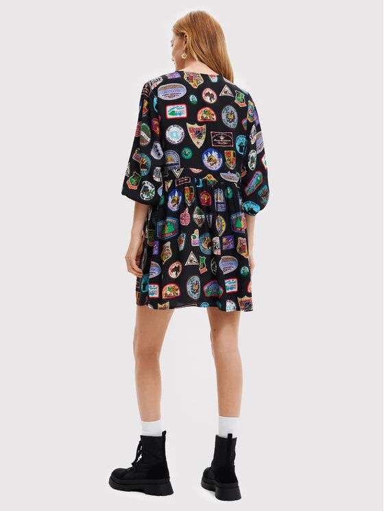 Desigual Γυναίκες Καθημερινά Φορέματα Φόρεμα καθημερινό Stamp 22WWVW71 Μαύρο Regular Fit 5 Desigual Γυναίκες Καθημερινά Φορέματα Φόρεμα καθημερινό Stamp 22WWVW71 Μαύρο Regular Fit - Image 3