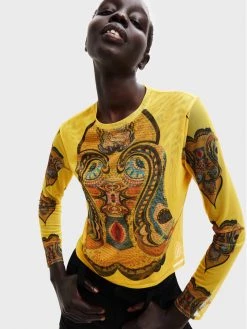 Desigual Γυναίκες Μπλουζάκια Μπλουζάκι MONSIEUR CHRISTIAN LACROIX Groove 22WWTK44 Έγχρωμο Slim Fit -Εξοδος Desigual Κατάστημα unnamed file 730