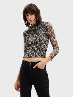 Desigual Γυναίκες Μπλουζάκια Μπλουζάκι Karen 22WWTKA4 Μαύρο Regular Fit