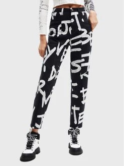 Desigual Γυναίκες Boyfriends Τζιν Brocha 22WWPN07 Μαύρο Relaxed Fit