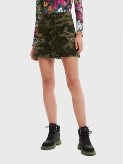 Desigual Γυναίκες Mini Φούστα τζιν Duna 22WWFN01 Πράσινο Regular Fit