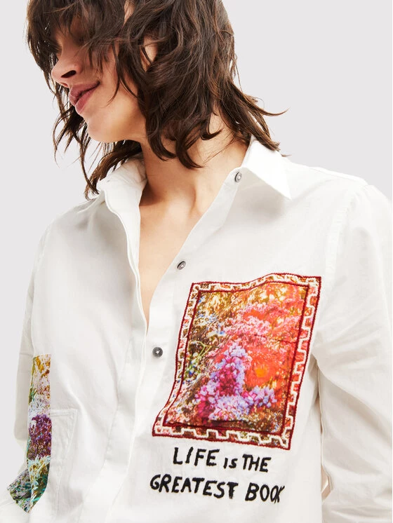 Desigual Γυναίκες Casual Πουκάμισα Πουκάμισο Bear 22WWCW06 Λευκό Regular Fit 6 Desigual Γυναίκες Casual Πουκάμισα Πουκάμισο Bear 22WWCW06 Λευκό Regular Fit - Image 4