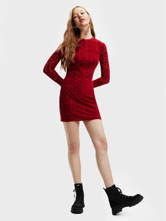 Desigual Γυναίκες Κοκτέιλ Φορέματα Φόρεμα κοκτέιλ Hellen 22WWVK76 Κόκκινο Slim Fit 4 Desigual Γυναίκες Κοκτέιλ Φορέματα Φόρεμα κοκτέιλ Hellen 22WWVK76 Κόκκινο Slim Fit - Image 2