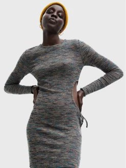 Desigual Γυναίκες Πλεκτά Φορέματα Φόρεμα υφασμάτινο Michigan 22WWVK75 Πράσινο Slim Fit