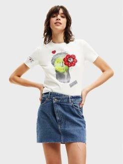 Desigual Γυναίκες T-shirts T-Shirt Flow 22WWTK89 Λευκό Regular Fit
