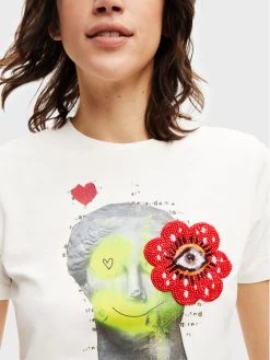 Desigual Γυναίκες T-shirts T-Shirt Flow 22WWTK89 Λευκό Regular Fit -Εξοδος Desigual Κατάστημα unnamed file 879