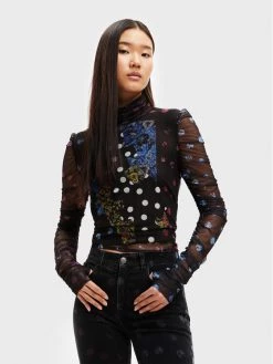 Desigual Γυναίκες Μπλουζάκια Μπλουζάκι MONSIEUR CHRISTIAN LACROIX Ruby 22WWTK47 Μαύρο Slim Fit