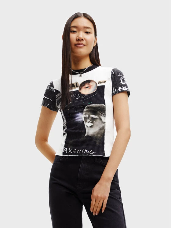 Desigual Γυναίκες T-shirts T-Shirt Real Artoholic 22WWTK25 Μπεζ Slim Fit 3 Desigual Γυναίκες T-shirts T-Shirt Real Artoholic 22WWTK25 Μπεζ Slim Fit