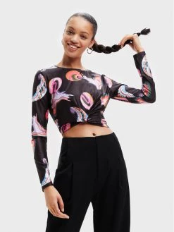 Desigual Γυναίκες Μπλουζάκια Μπλουζάκι MONSIEUR CHRISTIAN LACROIX Smile 22WWTK76 Μαύρο Slim Fit