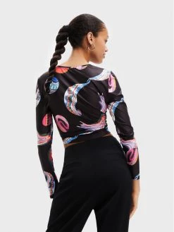 Desigual Γυναίκες Μπλουζάκια Μπλουζάκι MONSIEUR CHRISTIAN LACROIX Smile 22WWTK76 Μαύρο Slim Fit -Εξοδος Desigual Κατάστημα unnamed file 958