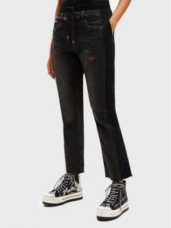 Desigual Γυναίκες Straight Leg Τζιν Ursula 22WWDD63 Μαύρο Regular Fit