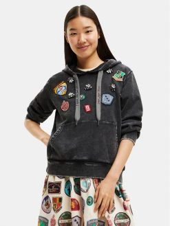 Desigual Γυναίκες Μπλούζες Μπλούζα Stamps 22WWSK56 Μαύρο Regular Fit